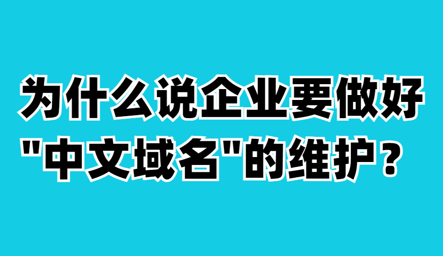 为什么说企业要做好中文域名的维护？